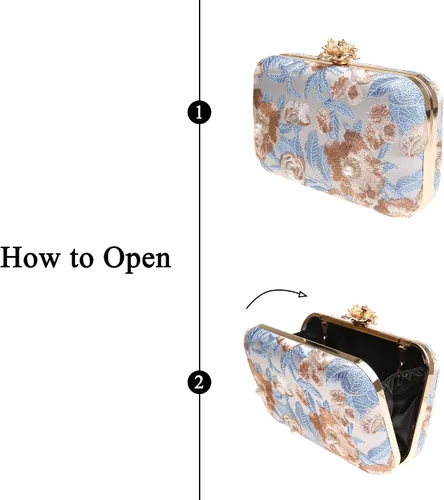 Miniatura 7 de Bolso de noche con bordado floral vintage para mujer, bolso de hombro para boda, fiesta, baile de graduación