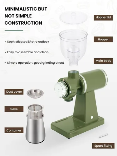 Miniatura 5 de Huanyu Molinillo eléctrico de grano de café 8.82 oz, molienda comercial y casera, molinillo de rebabas automático de 200 W, molinillo profesional 8