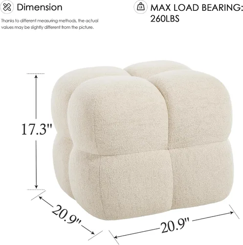 Miniatura 8 de Zesthouse Puf cuadrado otomano, moderna silla de tocador sin respaldo para dormitorio, taburete de lino beige, reposapiés tapizado para sofá, mesa