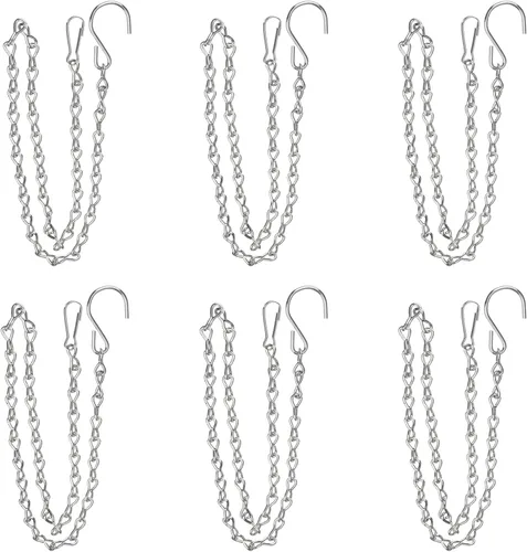 Miniatura 15 de YINGFENG - Set de 236 pulgadas de cadenas colgantes de metal negro y ganchos para cestas, para comederos de aves, bebederos de pájaros, macetas