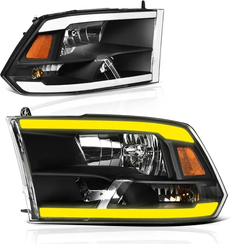 DWVO: Juego de faros delanteros LED DRL Switchback compatible con Dodge Ram 1500 modelo 2009 a 2018/Dodge Ram 2500 3500 modelo 10 a 18/Ram 1500