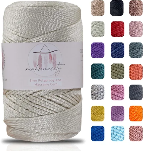 Miniatura 74 de Makromecity, 2 carretes de cordón de macramé de poliéster de 2 mm x 250 yardas (750 pies) de 2 mm de cordón de polipropileno para macramé, ideal