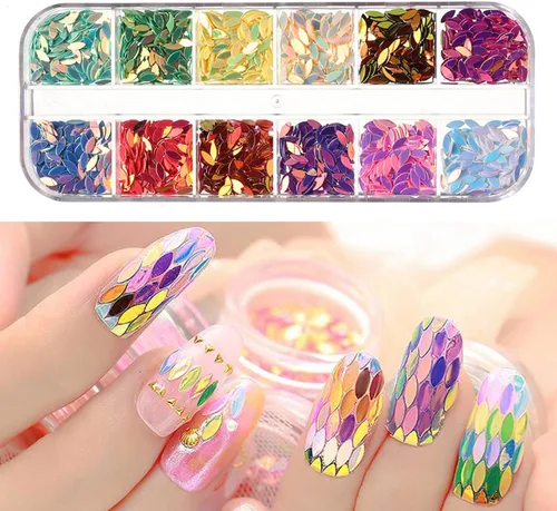 Miniatura 18 de Lentejuelas de uñas de mariposa 3D de 12 colores, mariposas luminosas, diseño de arte de uñas, mariposas holográficas con forma de copos