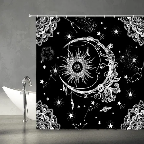 Miniatura 7 de Cortina de ducha con diseño de galaxia, espacio exterior, estrellado, para hombres, niños, universo nebulosa, planeta, juego de decoración de baño