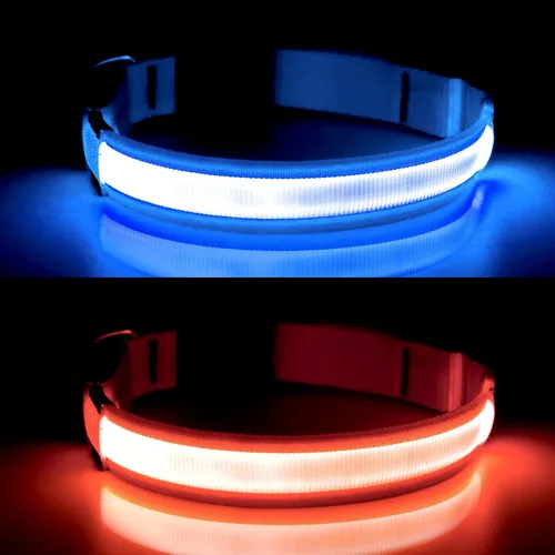 Miniatura 8 de YFbrite Collar de Perro LED Ultra Ligero Ajustable, Collares de Perro Iluminados Recargables que Brillan en la Oscuridad, Visibilidad y Seguridad