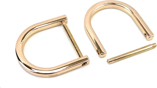 Miniatura 20 de 4 anillos en D resistentes con grillete de 1-1/2 pulgadas, oro antiguo, en forma de U, repuesto para bolso, llavero, collar de perro
