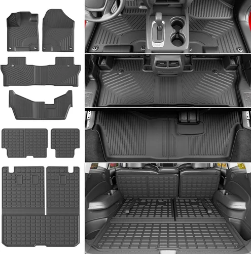 Miniatura 40 de powoq Tapete de suelo compatible con Honda Pilot 2016-2022 con alfombrilla de respaldo, forro de carga de repuesto para accesorios Honda Pilot