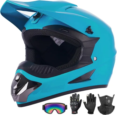 Miniatura 17 de Casco de motocross juvenil para niños, aprobado por el DOT, equipo de seguridad de cara completa para bicicleta de montaña, ATV, motocross