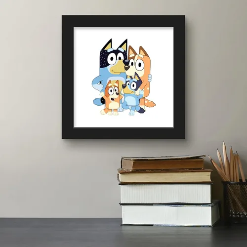 Miniatura 5 de Gallery Pops Bluey - Arte de pared de papá, mamá, Bluey y bingo, versión enmarcada negra, 12 x 12 pulgadas