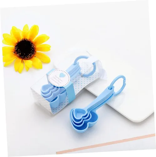 Miniatura 4 de Housoutil Juego de cuchara de medición en forma de corazón para recuerdos de fiesta de boda 3 juegos/12 unids Azul