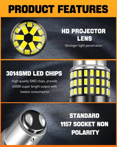 Miniatura 28 de 1156 Bombillas LED Ámbar Amarilla Luz de Señal de Giro 400% de Brillo 1141 1003 7506 Bombillas LED P21W Usadas para Luces Intermitentes Luz Trasera