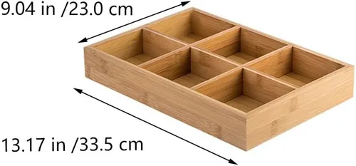 Miniatura 2 de Cabilock Plato de bambú para ollas calientes con 6 compartimentos, bandeja dividida para verduras, frutas, servir cocina, comedor, 12.00 x 8.26 x