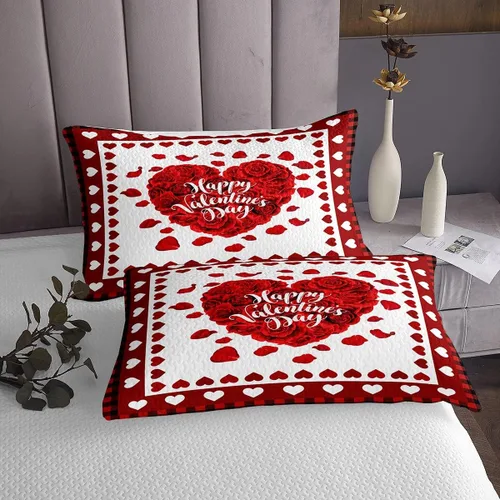 Miniatura 3 de Juego de ropa de cama de regalo para el día de San Valentín, tamaño individual, diseño de pétalos de rosa roja, 2 piezas para mujeres, hombres