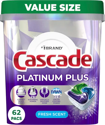 Miniatura 14 de Cascade Platinum ActionPacs Cápsulas de detergente para lavavajillas, fresco, 48