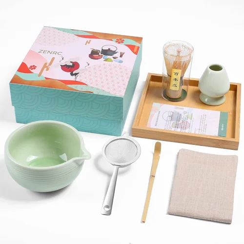 Miniatura 8 de ZENRC Ceremony - Kit de matcha rosa – Batidor tradicional de bambú (Chasen) Scoop (Chashaku) Chawan Bowl con boquilla de vertido, soporte para Rosa