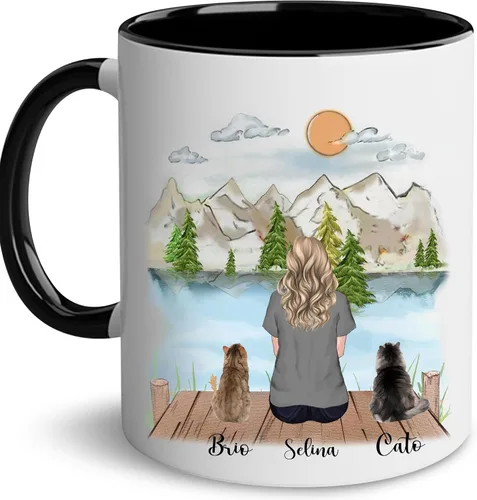 Miniatura 11 de WHIDOBE Taza personalizada de gato (1 gato) de 11 onzas, taza de 15 onzas para amantes de los gatos con avatar, gatito, nombres, regalo
