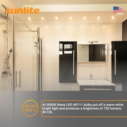 Miniatura 7 de Sunlite 41828 AR111 Bombilla reflectora, COB, ángulo de haz de 12 grados, 10 vatios, (equivalente a 75 vatios), 750 lúmenes, base de terminal