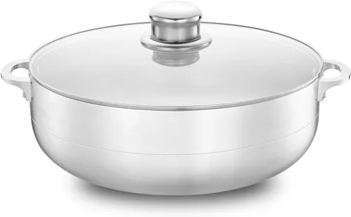 Alpine Cuisine - Olla de aluminio antiadherente de 7 cuartos de galón con tapa de vidrio y mango remachado | Utensilios de cocina versátiles para