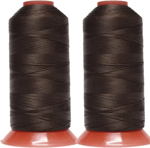 Miniatura 11 de Juego de 2 rollos/66 hilos de nailon unidos 210D/3 size69 para coser cuero, tapicería, lona, zapatos y tejido de cabello de 3000 yardas
