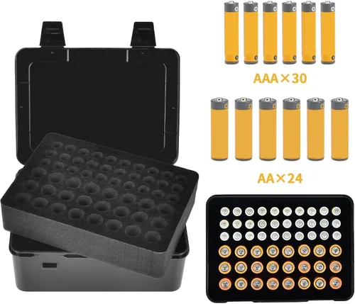 Miniatura 4 de ALCYON Caja Organizadora de Almacenamiento de Baterías, Estuche Soporte de Garaje para 24* AA, 30* Baterías AAA