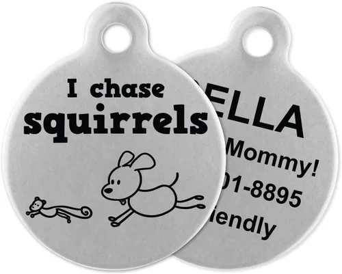 Miniatura 19 de If It Barks - Etiquetas de identificación de mascotas grabadas para perros - Etiquetas de identificación personalizadas de acero inoxidable - Estoy