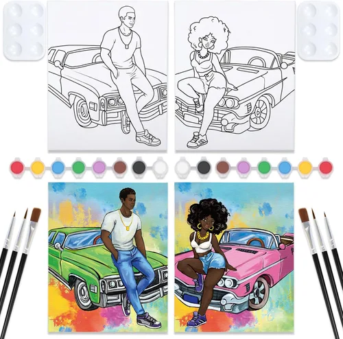 Miniatura 10 de Nuberlic Paquete de 2 batas de baño para parejas, kits de pintura de lienzo predibujados para adultos, pareja, sorbo y pintura, cita nocturna