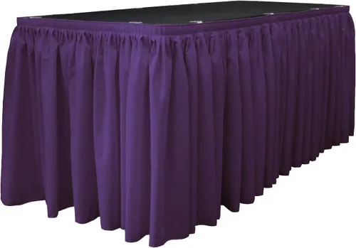 Miniatura 19 de LA Linen Falda de mesa de popelina de poliéster para mesas rectangulares, tela plisada para banquetes de boda, 14 pies por 29 pulgadas de largo