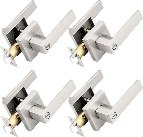 Miniatura 143 de Probrico Paquete de 4 manijas de puerta simuladas en negro mate, manijas interiores que no giran, manijas reversibles resistentes para interiores