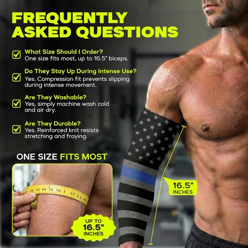 Miniatura 8 de ARMORAY Mangas de brazo para hombres y mujeres, protección solar UV, cubierta de tatuajes, manga deportiva para golf, correr, fútbol Bandera