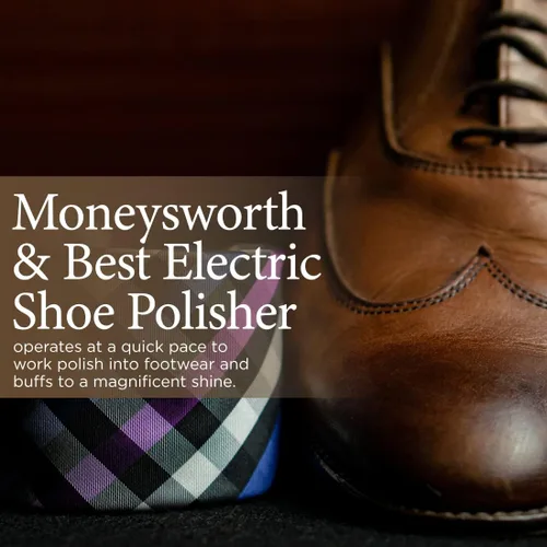 Miniatura 6 de Moneysworth & Best Pulidor eléctrico de zapatos, pulidor de zapatos de doble amortiguación para todos los zapatos de cuero, fácil control de botón