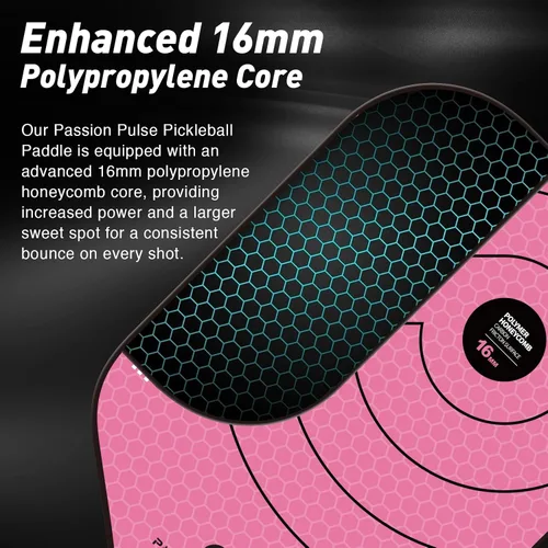 Miniatura 2 de Paletas de pickleball 2025, superficie de fibra de carbono cruda (CSF) de 0.63 pulgadas T700 de grano alto y giro, paletas de bola Pro Pickle Rosa