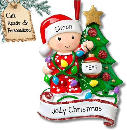 Miniatura 15 de Ornaments by Elves - Adornos de Bola de Navidad Azul Bebé Personalizados 2025 - Bolas Azules Personalizadas para Bebé Niño Decoraciones de Navidad