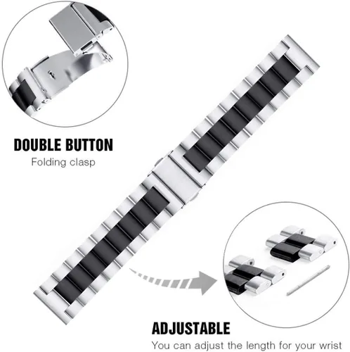 Miniatura 4 de valkit Paquete de 2 correas para Galaxy Watch 7 6 5 4 FE Pro Classic 43/47/45/40/44/42/1.811 in, sin brecha, elegantes pulseras casuales de acero
