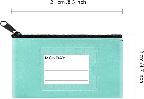 Miniatura 5 de Paquete de 8 Carteras para Depósitos Bancarios de Dinero, Cartera de Seguridad con Cremallera de Cuero Sintético Resistente con Ventana 8