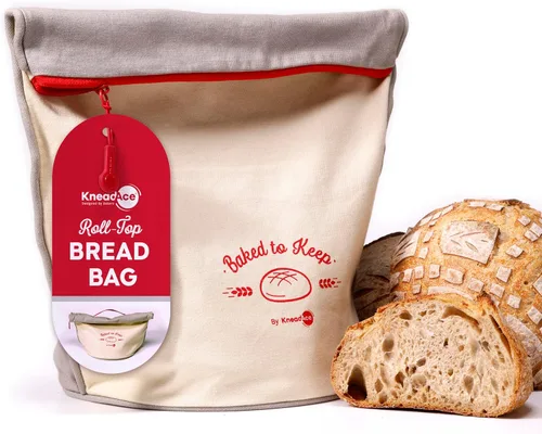 Miniatura 11 de KNEADACE Bolsas de Pan Reutilizables para Pan Casero - Elegante Almacenamiento de Pan de Masa Madre con Diseño de Tapa Enrollable, 100% Algodón