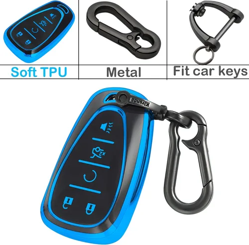 Miniatura 6 de Kirsnda Funda para llavero Chevrolet con llavero, carcasa de TPU suave, 5 botones para chevy Malibu Camaro Blazer Cruze Sonic Volt Equinox Spark