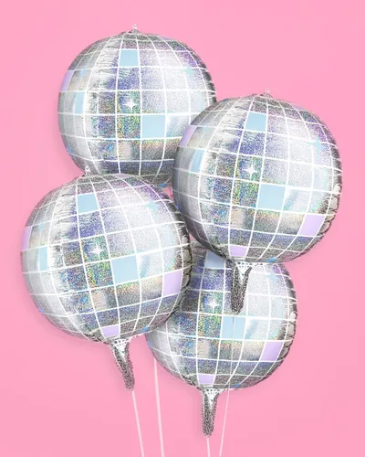 Miniatura 4 de xo, Fetti Globos de Papel de Aluminio con Bola de Discoteca Iridiscente - Paquete de 4, 22" Decoraciones de Despedida de Soltera Disco