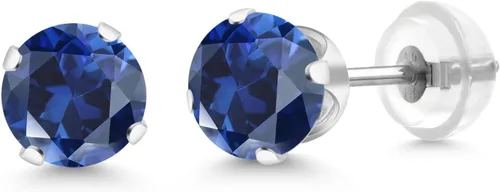 Miniatura 85 de Gem Stone King Aretes solitarios con piedra natal de oro de 14 quilates Redondos de 0.236 in Aretes de oro para mujeres y hombres