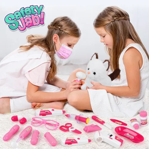 Miniatura 7 de Kit de Médico de Mascotas de 33 piezas para niños pequeños - Disfraz de Vestir y Juego de Simulación de Médico con Juguete de Gato, Estetoscopio