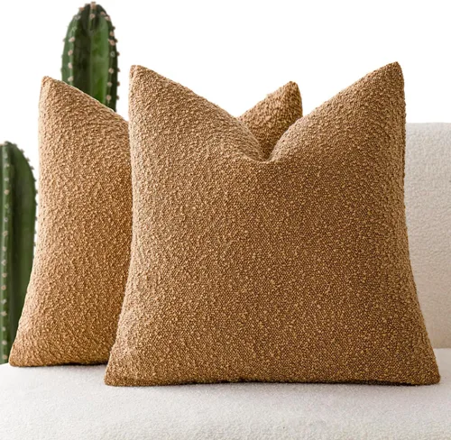 Miniatura 30 de Foindtower - Juego de 2 fundas decorativas de textura de bucle, fundas de almohada acentuadas, fundas de cojín sólidas, neutrales, para sofá, silla