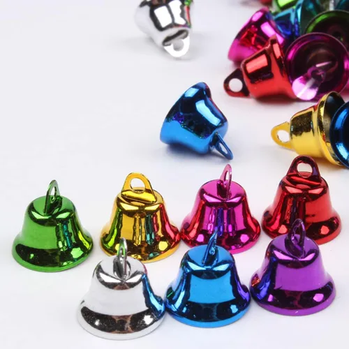 Miniatura 2 de Queenbox - 50 cascabeles de Navidad de 0.79 pulgadas, campanas de viento colgantes de metal para manualidades, árbol de Navidad, decoración