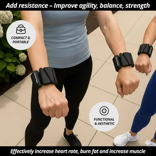 Miniatura 4 de Pulseras y tobilleras ajustables de 2 libras o 4 libras, bandas ajustables para entrenamientos de mujeres y hombres, juego de 2 – 2 libras o 4