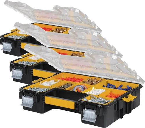 DEWALT Organizador de piezas pequeñas, caja de almacenamiento de hardware con separadores extraíbles, 10 compartimentos (DWST14825) (Paquete de 3)
