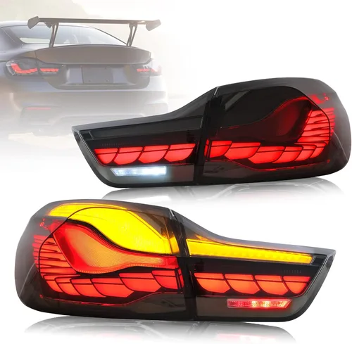 Miniatura 10 de VLAND - Luces traseras OLED serie 4 con señal de giro secuencial compatible con BMW M4 GTS F32 F33 F82 F83 2014-2020 Sedán/Convertible/Coupé, Rojo