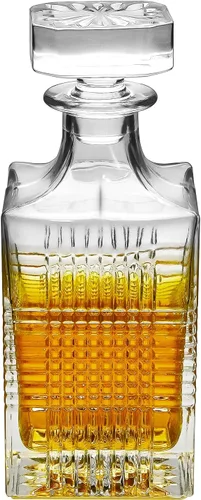 Miniatura 6 de Decantador de vidrio de 25 onzas con tapón geométrico hermético, decantador de whisky para vino, bourbon, brandy, licor, jugo, agua, enjuague bucal