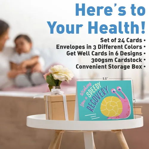 Miniatura 3 de S&O Fun Tarjetas de Mejórate Pronto con Sobres, Juego Colorido de 24 Tarjetas - Lindos Regalos para Hombres y Mujeres - Hojas de Mejórate Pronto