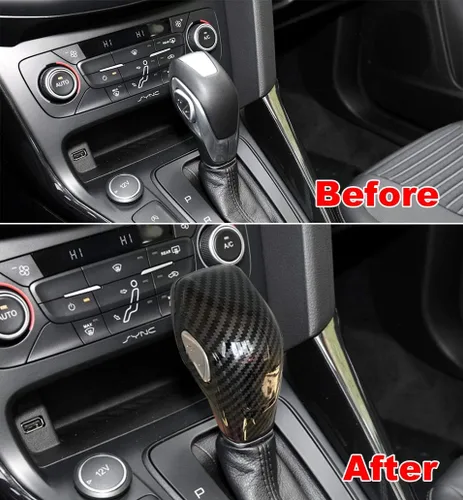 Miniatura 2 de ruihe Cubierta de Pomo de Cambio de Marchas de Coche, Adhesivo de Carbono, Adorno para Ford Focus Fiesta Fusion Escape C-Max Transit-150 Transit-250