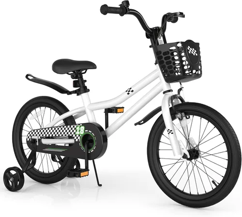 Miniatura 9 de COSTWAY Bicicleta para niños, 12, 14, 16, 18 pulgadas, para niños y niñas de 3 a 8 años, bicicleta para niños con ruedas de entrenamiento