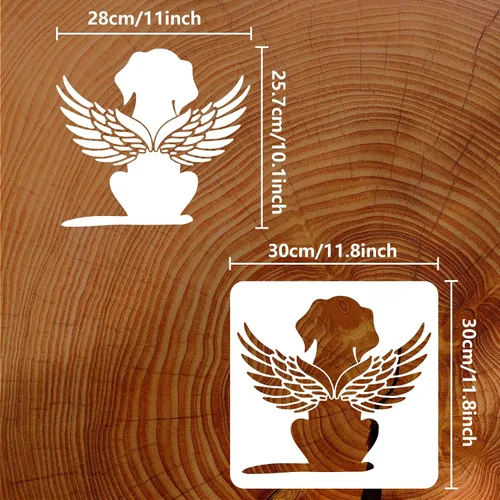 Miniatura 2 de FINGERINSPIRE Plantilla de perro ángel – Plantilla reutilizable de pintura para mascotas de 11.8 x 11.8 pulgadas para pared, tela y muebles