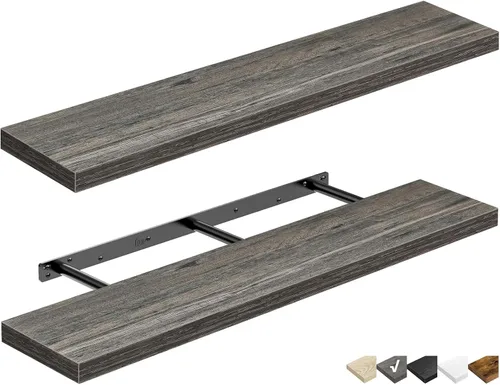 Miniatura 16 de QEEIG Estantes flotantes para pared de 23.6 pulgadas de largo, estante montado en la pared, baño, cocina, sala de estar, dormitorio, granja, A.